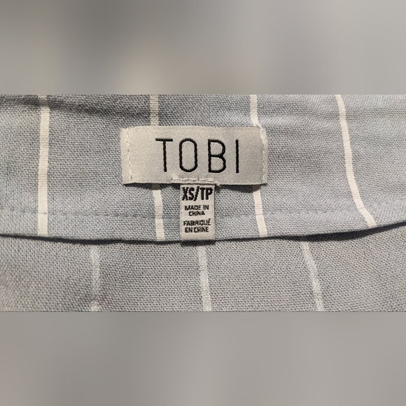 Tobi Light Blue Striped Wrap Mini Skirt. Size XSmall. Like New! - Picture 7 of 8